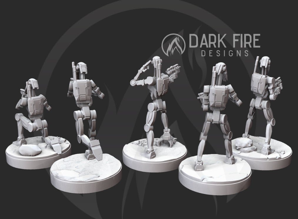 Confederate Droid B1 Spec Ops Squad - 5 Miniature Bundle - SW Legion Compatible (38 - 40mm tall) Resin 3D Print - Dark Fire Designs - Gootzy Gaming