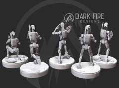 Confederate Droid B1 Spec Ops Squad - 5 Miniature Bundle - SW Legion Compatible (38 - 40mm tall) Resin 3D Print - Dark Fire Designs - Gootzy Gaming