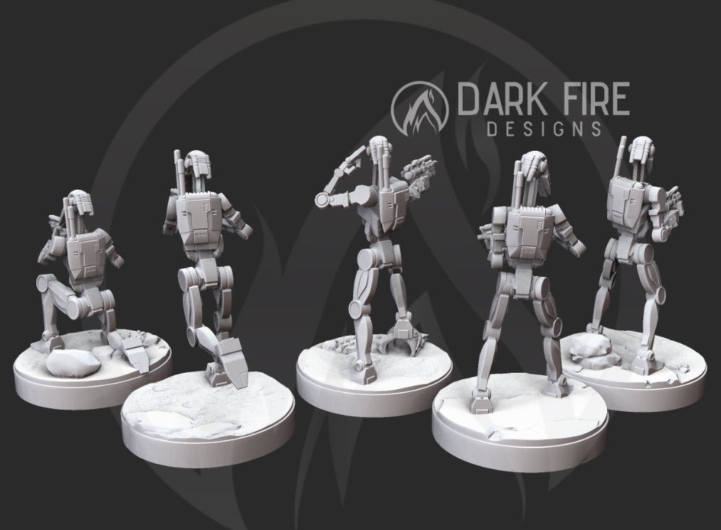 Confederate Droid B1 Spec Ops Squad - 5 Miniature Bundle - SW Legion Compatible (38-40mm tall) Resin 3D Print - Dark Fire Designs - Gootzy Gaming