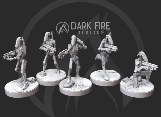 Confederate Droid B1 Spec Ops Squad - 5 Miniature Bundle - SW Legion Compatible (38-40mm tall) Resin 3D Print - Dark Fire Designs - Gootzy Gaming