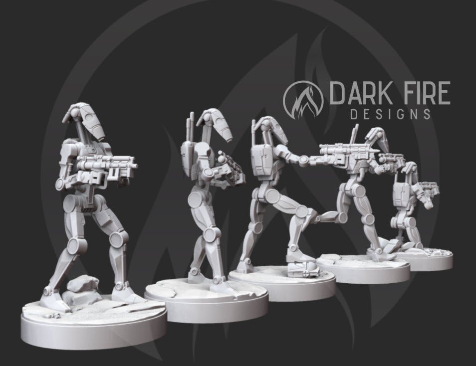 Confederate Droid B1 Spec Ops Squad - 5 Miniature Bundle - SW Legion Compatible (38 - 40mm tall) Resin 3D Print - Dark Fire Designs - Gootzy Gaming