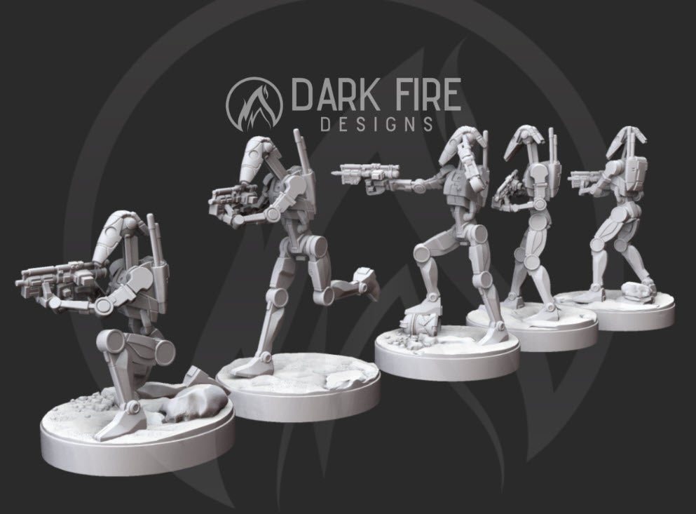 Confederate Droid B1 Spec Ops Squad - 5 Miniature Bundle - SW Legion Compatible (38-40mm tall) Resin 3D Print - Dark Fire Designs - Gootzy Gaming