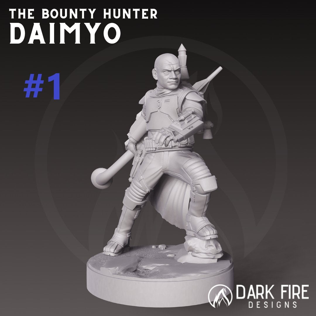 Crime Lord Mando Miniature - SW Legion Compatible (38 - 40mm tall) Resin 3D Print - Dark Fire Designs - Gootzy Gaming
