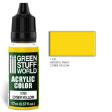 Cyber Yellow - Matte Acrylic Paint - Green Stuff World - 17 mL Dropper Bottle - Gootzy Gaming