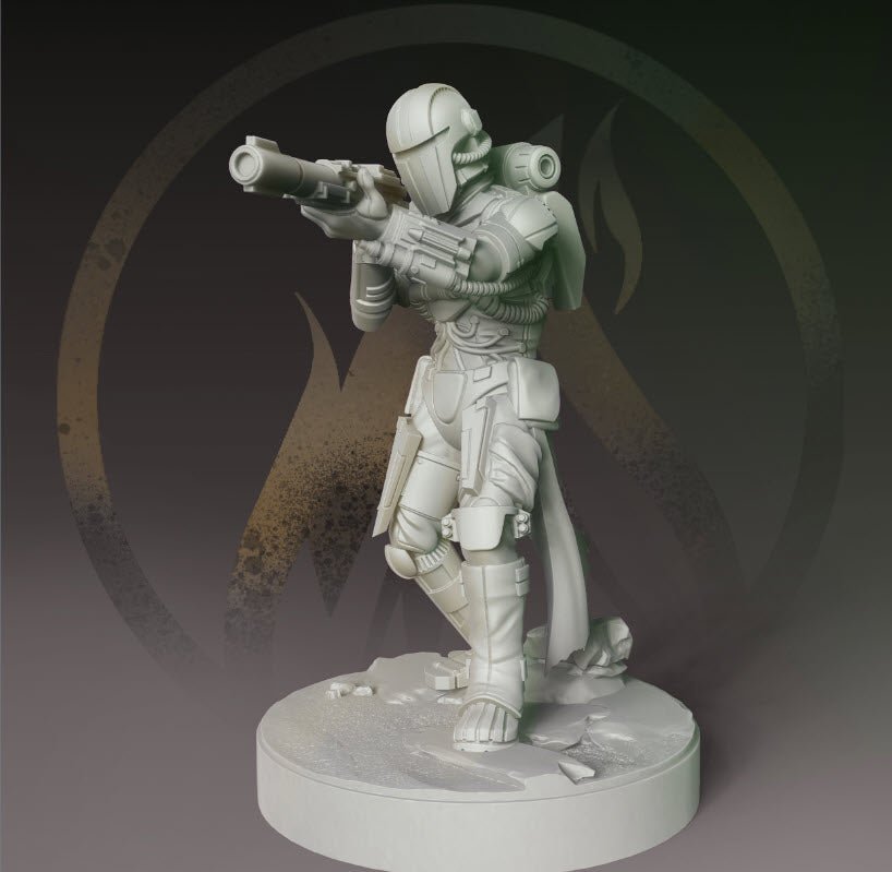 Cyborg V the Veteran Mando Sniper - SW Legion Compatible Miniature (38 - 40mm tall) High Quality 8k Resin 3D Print - Dark Fire Designs - Gootzy Gaming