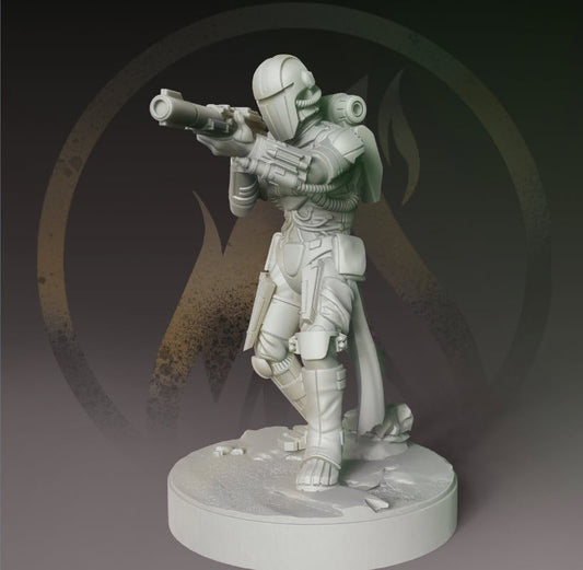 Cyborg V the Veteran Mando Sniper - SW Legion Compatible Miniature (38 - 40mm tall) High Quality 8k Resin 3D Print - Dark Fire Designs - Gootzy Gaming