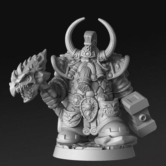 DaThyr, Draconic Dwarf King - Single Roleplaying Miniature for D&D or Pathfinder - 32mm Scale Resin 3D Print - RN EStudios - Gootzy Gaming