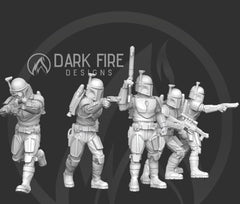 Deathwatch Mando Crusader Squad - 5 mini bundle - SW Legion Compatible (38 - 40mm tall) Multi - Piece Resin 3D Print - Dark Fire Designs - Gootzy Gaming