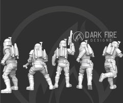 Deathwatch Mando Crusader Squad - 5 mini bundle - SW Legion Compatible (38 - 40mm tall) Multi - Piece Resin 3D Print - Dark Fire Designs - Gootzy Gaming