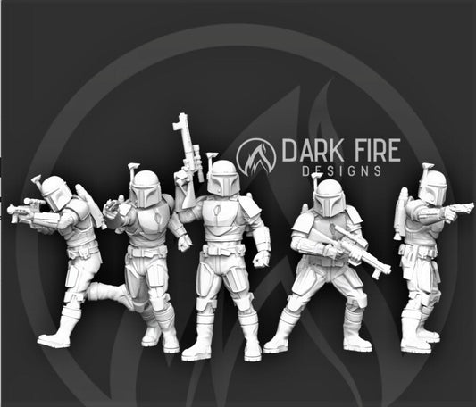 Deathwatch Mando Crusader Squad - 5 mini bundle - SW Legion Compatible (38 - 40mm tall) Multi - Piece Resin 3D Print - Dark Fire Designs - Gootzy Gaming