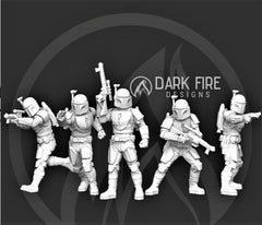 Deathwatch Mando Crusader Squad - 5 mini bundle - SW Legion Compatible (38 - 40mm tall) Multi - Piece Resin 3D Print - Dark Fire Designs - Gootzy Gaming