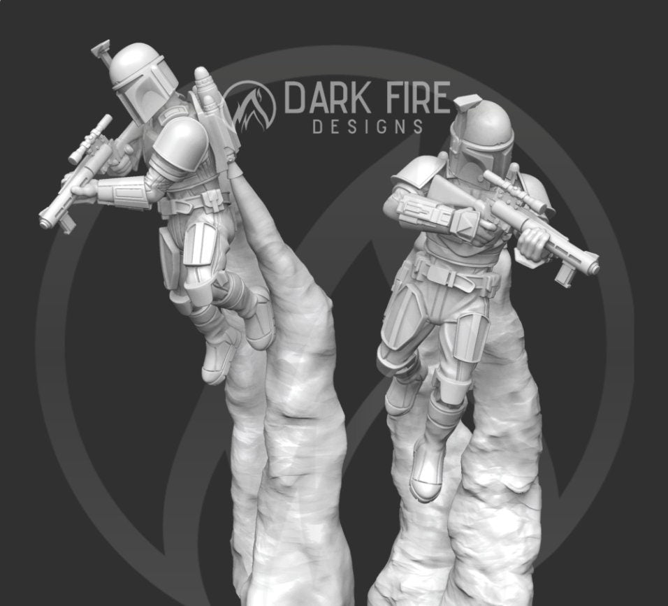 Deathwatch Mando Jetpacker - Single or Bundle - SW Legion Compatible (38-40mm tall) Multi-Piece Resin 3D Print- Dark Fire Designs - Gootzy Gaming