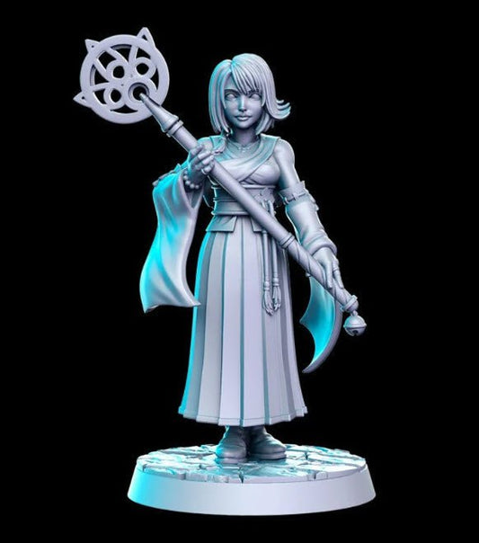 Dedicated Island Summoner Girl - Single Roleplaying Miniature for D&D or Pathfinder - 32mm Scale Resin 3D Print - RN EStudios - Gootzy Gaming