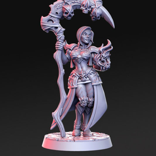 Deera, Female Necromancer and Dark Mage - Single Roleplaying Miniature for D&D or Pathfinder - 32mm Scale Resin 3D Print - RN EStudios - Gootzy Gaming