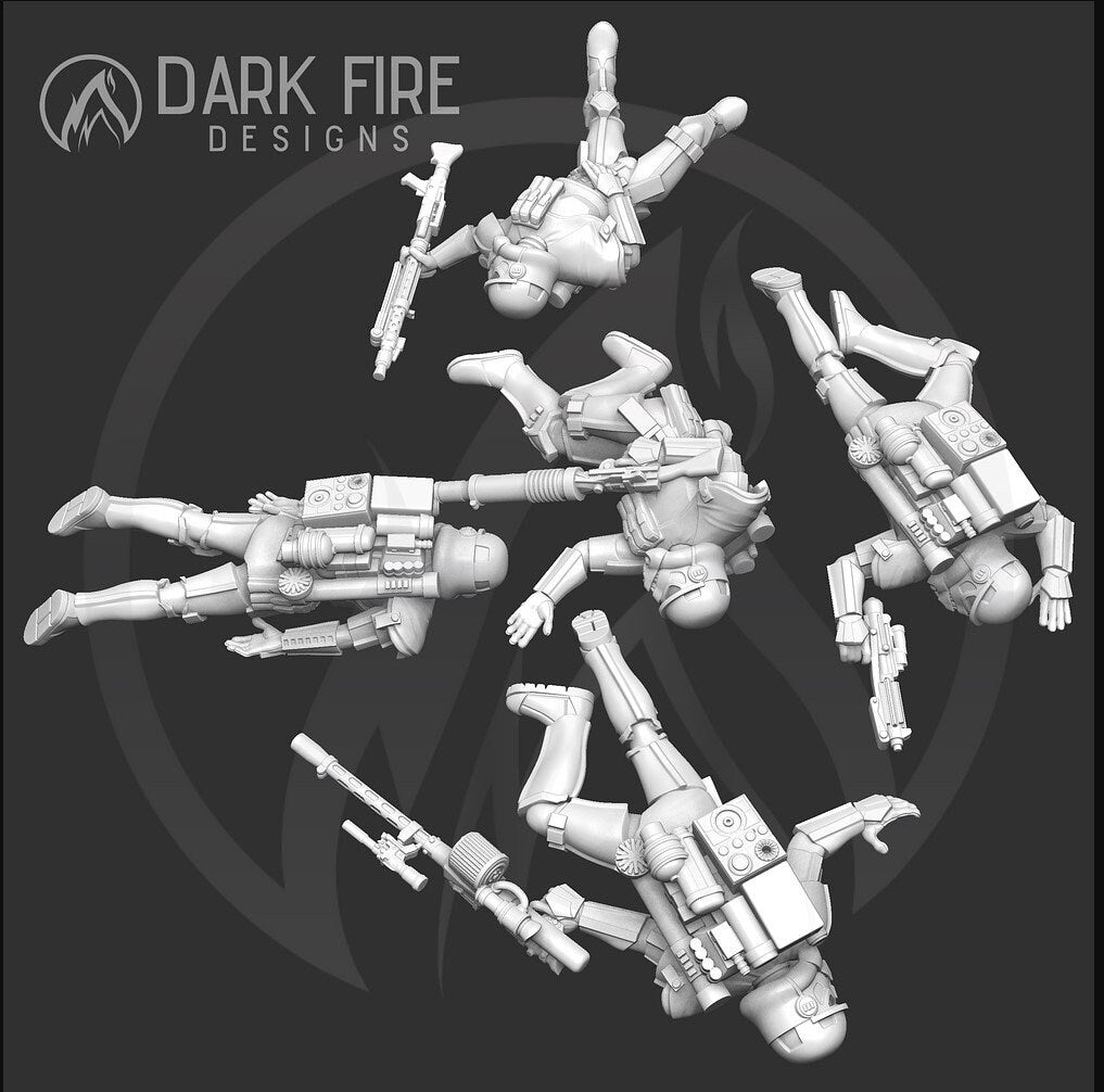 Defeated Authority Sandy Trooper Squad - 5 mini bundle - SW Legion Compatible (38 - 40mm tall) Resin 3D Print - Dark Fire Designs - Gootzy Gaming