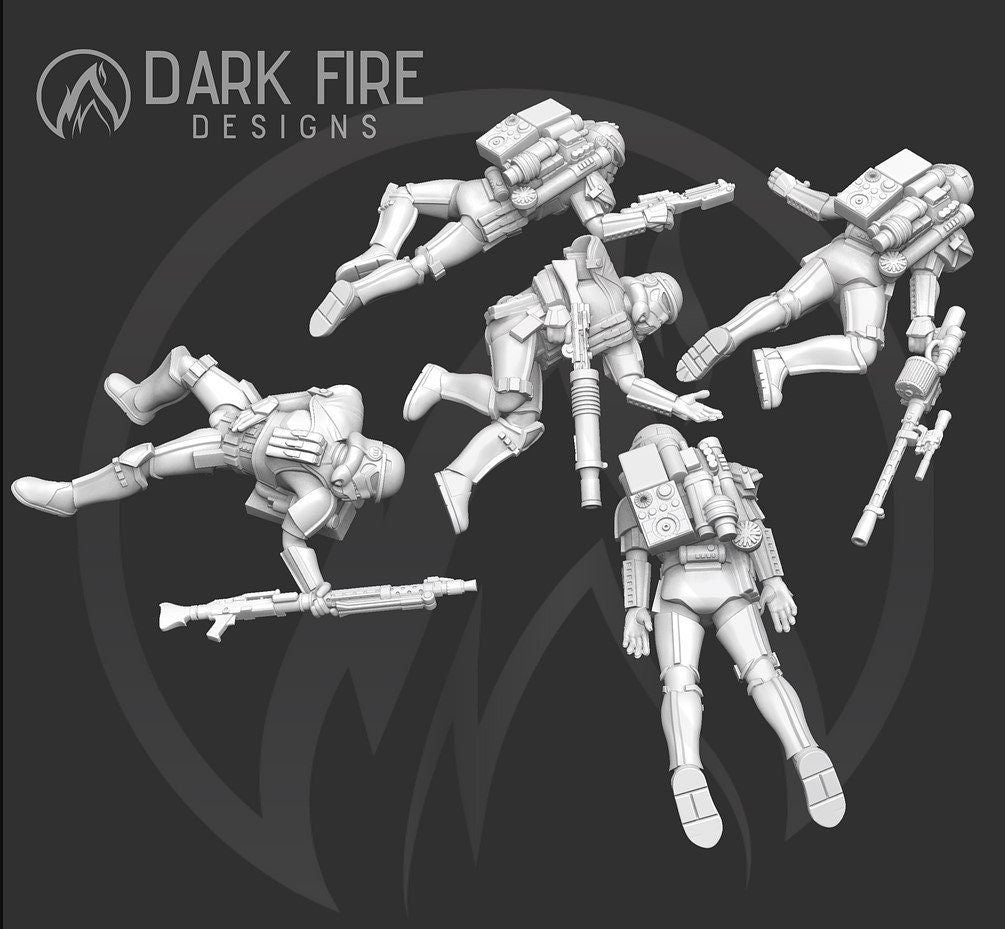 Defeated Authority Sandy Trooper Squad - 5 mini bundle - SW Legion Compatible (38 - 40mm tall) Resin 3D Print - Dark Fire Designs - Gootzy Gaming