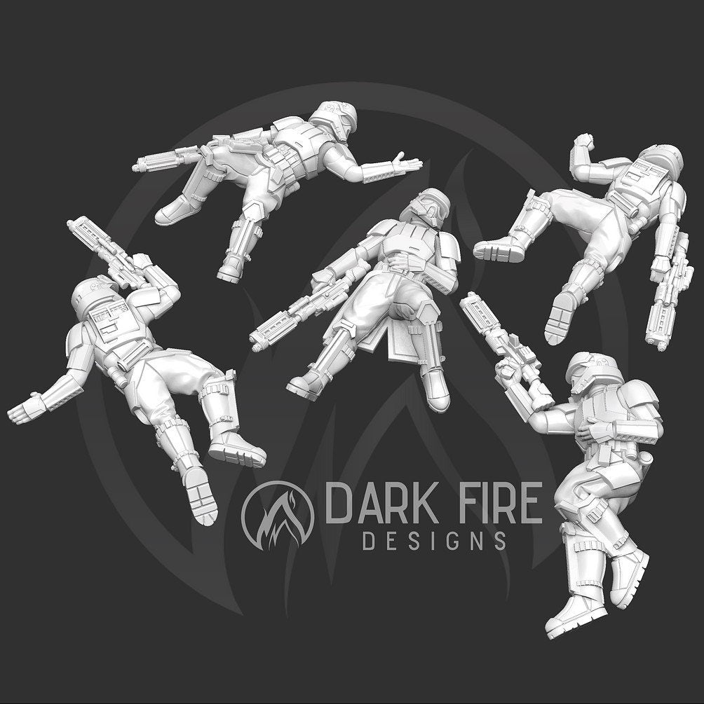 Defeated Authority Tropical Squad - 5 miniature bundle - SW Legion Compatible (38-40mm tall) Resin 3D Print - Dark Fire Designs - Gootzy Gaming