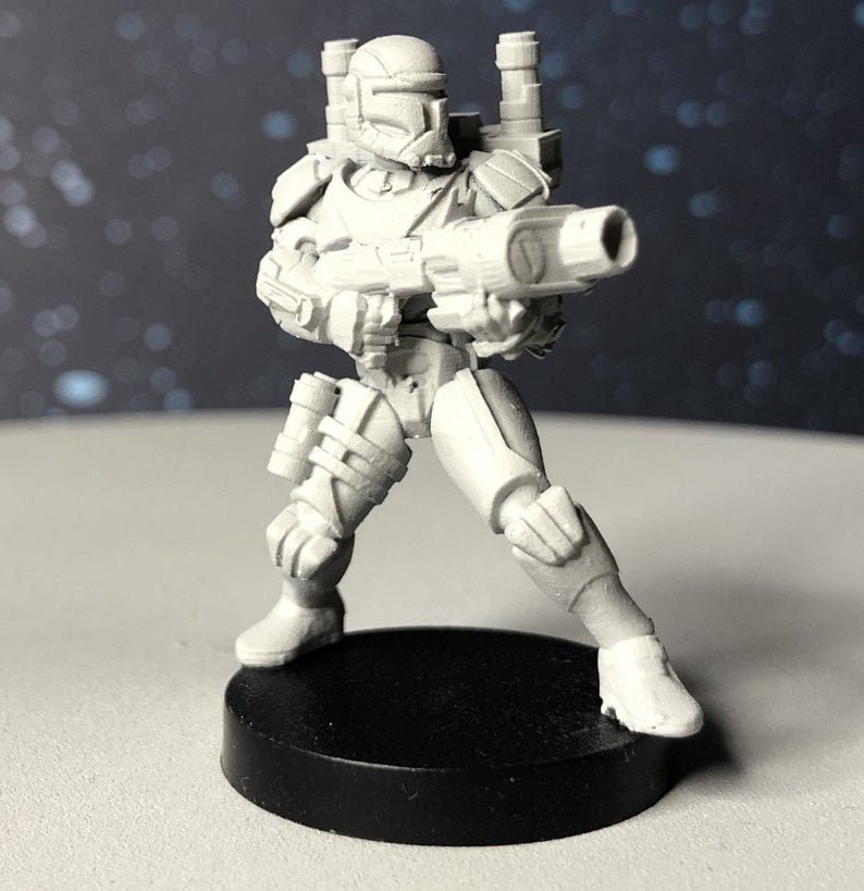 Delta Squad Clone Commando Squad - 4 Mini Bundle - SW Legion Compatible (38 - 40mm tall) Multi - Piece Resin 3D Print - Dark Fire Designs - Gootzy Gaming