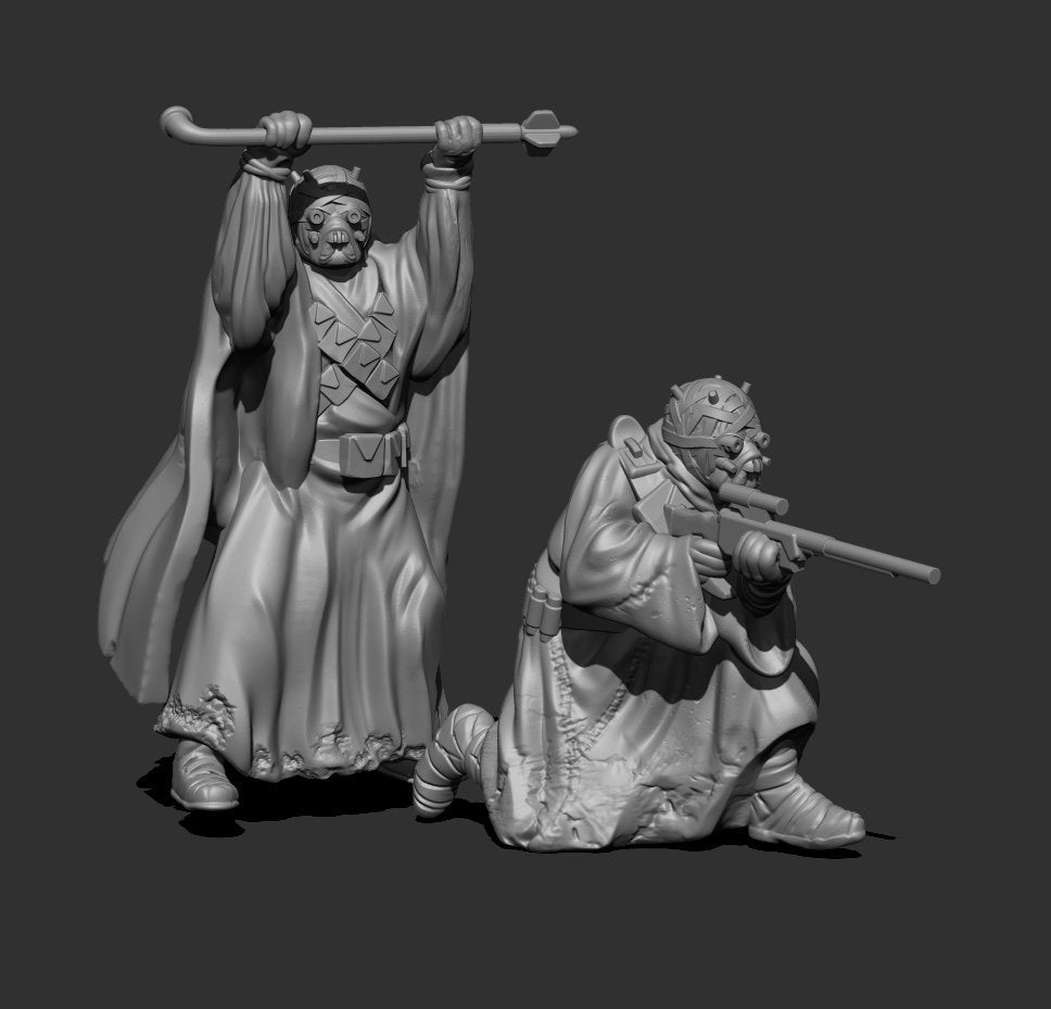 Desert Warriors Miniatures - 2 Mini Bundle - SW Legion Compatible (38-40mm tall) Resin 3D Print - Skullforge Studios - Gootzy Gaming