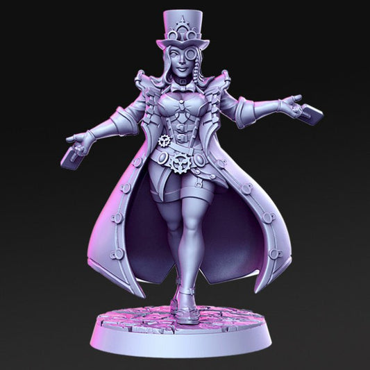 Diotta, Cyberpunk Magi - Single Roleplaying Miniature for D&D or Pathfinder - 32mm Scale Resin 3D Print - RN EStudios - Gootzy Gaming