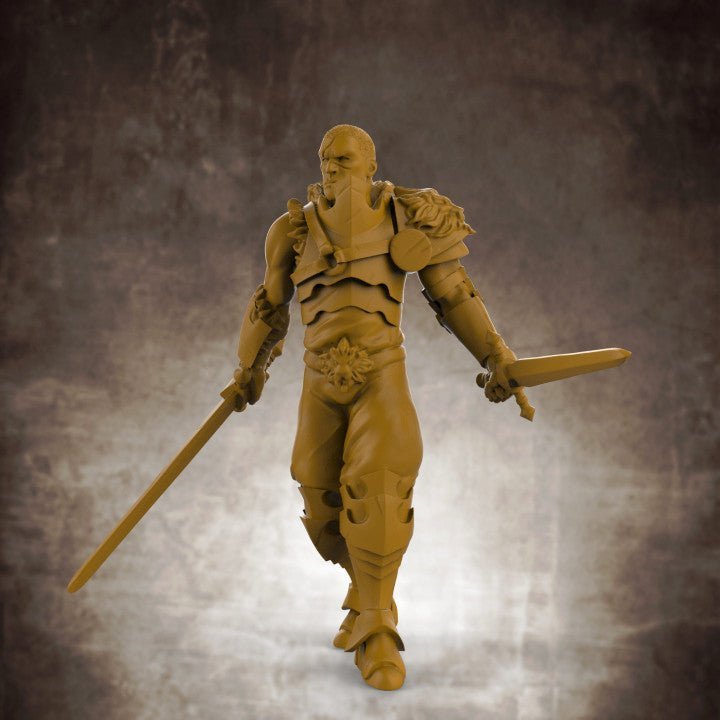 Double Sword Dual Wield Human Fighter - Roleplaying Mini for D&D or Pathfinder - 32mm Scale High Quality 8k Resin 3D Print - Lion Tower Miniatures - Gootzy Gaming