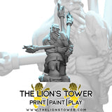 Dwarf Bard with Flaming Bagpipes - Roleplaying Mini for D&D or Pathfinder - 32mm Scale High Quality 8k Resin 3D Print - Lion Tower Miniatures - Gootzy Gaming