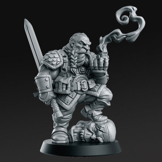 Dwarf Witcher Garaldir - Single Roleplaying Miniature for D&D or Pathfinder - 32mm Scale Resin 3D Print - RN EStudios - Gootzy Gaming