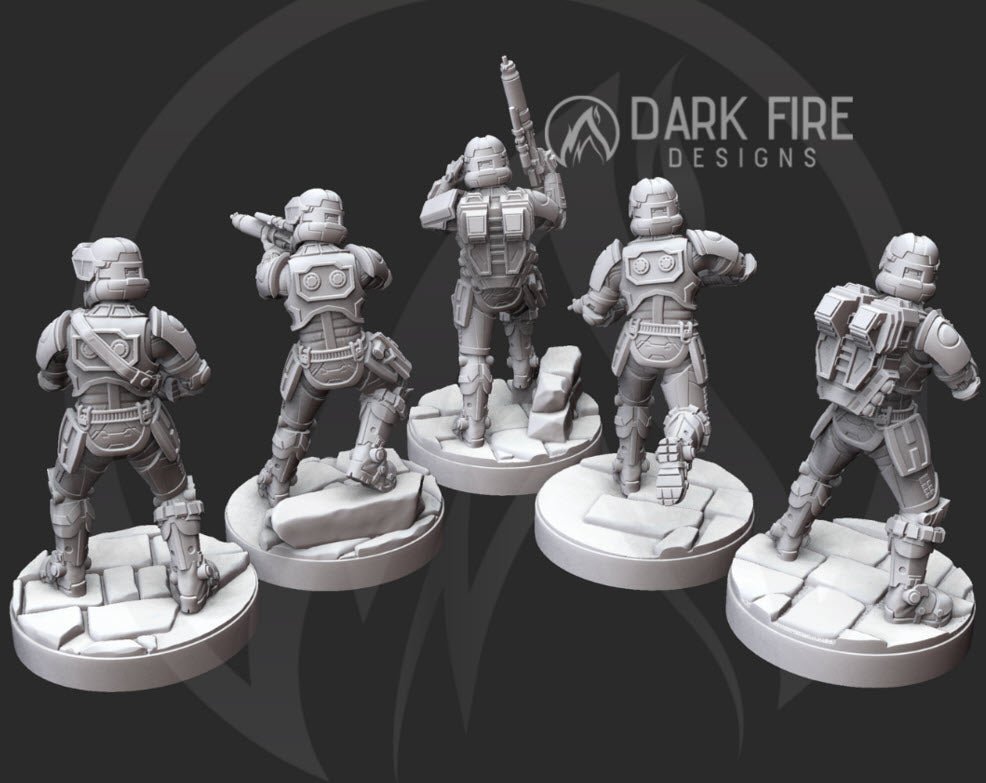 Early Republic Chaos Squad - 5 Miniature Bundle - SW Legion Compatible (38 - 40mm tall) Resin 3D Print - Dark Fire Designs - Gootzy Gaming