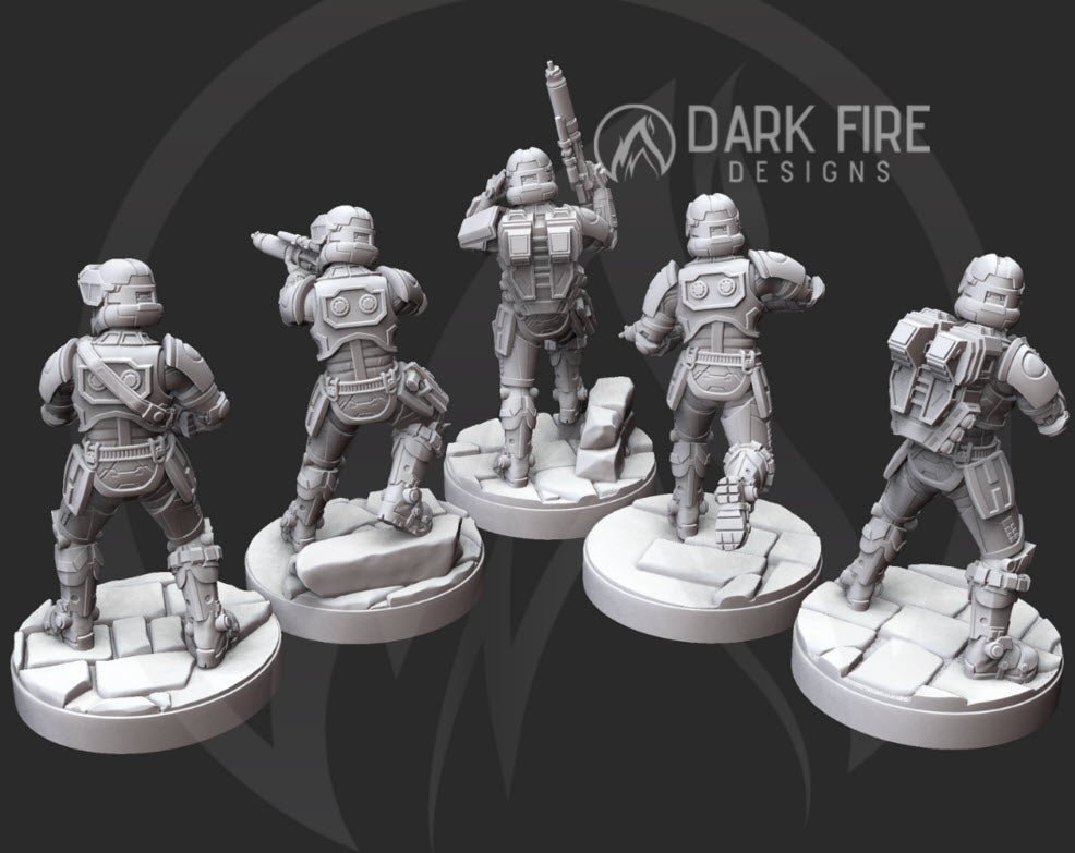 Early Republic Chaos Squad - 5 Miniature Bundle - SW Legion Compatible (38-40mm tall) Resin 3D Print - Dark Fire Designs - Gootzy Gaming