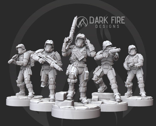 Early Republic Chaos Squad - 5 Miniature Bundle - SW Legion Compatible (38 - 40mm tall) Resin 3D Print - Dark Fire Designs - Gootzy Gaming