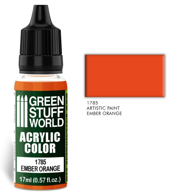 Ember Orange - Matte Acrylic Paint - Green Stuff World - 17 mL Dropper Bottle - Gootzy Gaming
