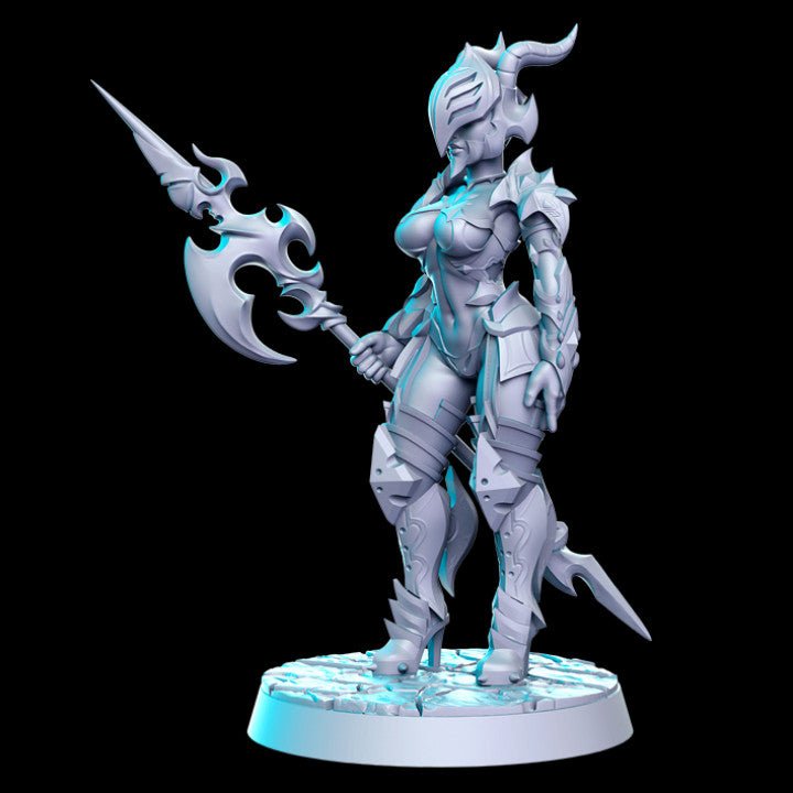 Female Dragoon / Lancer - Single Roleplaying Miniature for D&D or Pathfinder - 32mm Scale Resin 3D Print - RN EStudios - Gootzy Gaming