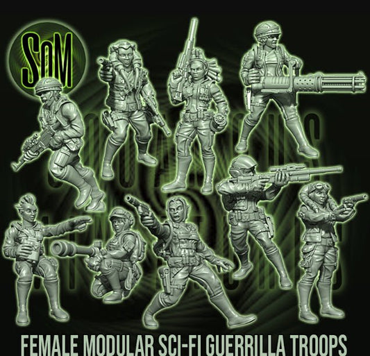 Female Guerrilla Single Modular Trooper - SW Legion Compatible Miniature (38-40mm tall) High Quality 8k Resin 3D Print - Squamous Miniatures - Gootzy Gaming