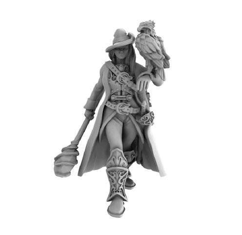 Female Human Battle Mage Wizard with Staff and Eagle - Roleplaying Mini for D&D or Pathfinder - 32mm Scale High Quality 8k Resin 3D Print - Lion Tower Miniatures - Gootzy Gaming