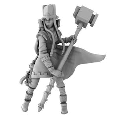 Female Human Cleric with Warhammer - Roleplaying Mini for D&D or Pathfinder - 32mm Scale High Quality 8k Resin 3D Print - Lion Tower Miniatures - Gootzy Gaming