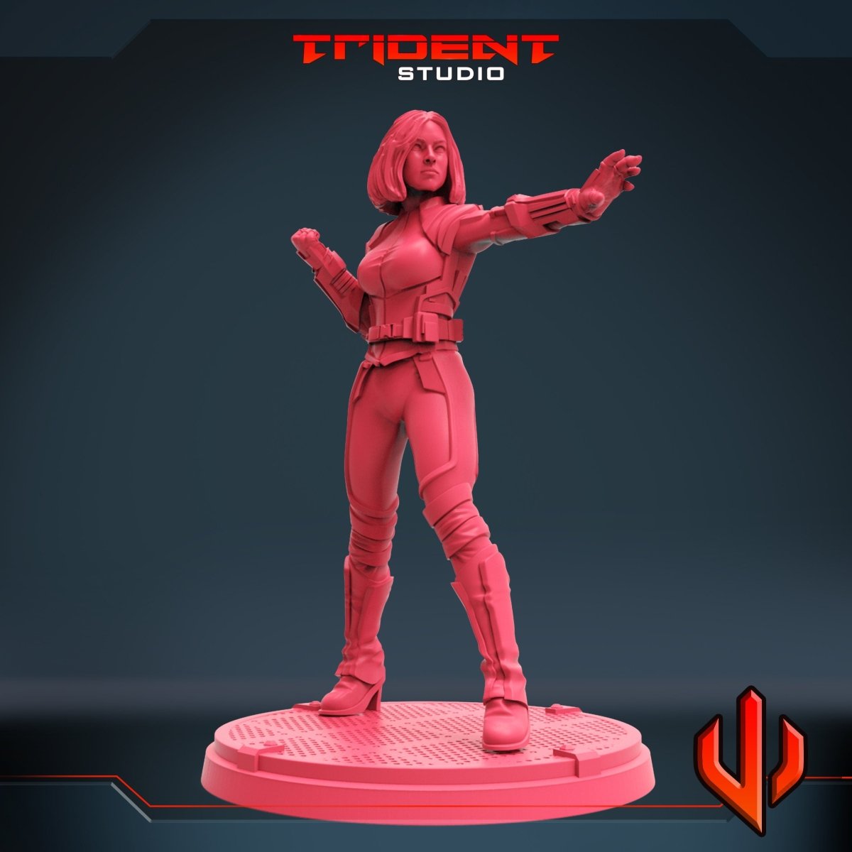 Female Special Agent (Version A) Superhero Resin Miniature - MCP/Crisis Protocol Compatible (40mm tall) Resin 3D Print - Trident Studios - Gootzy Gaming