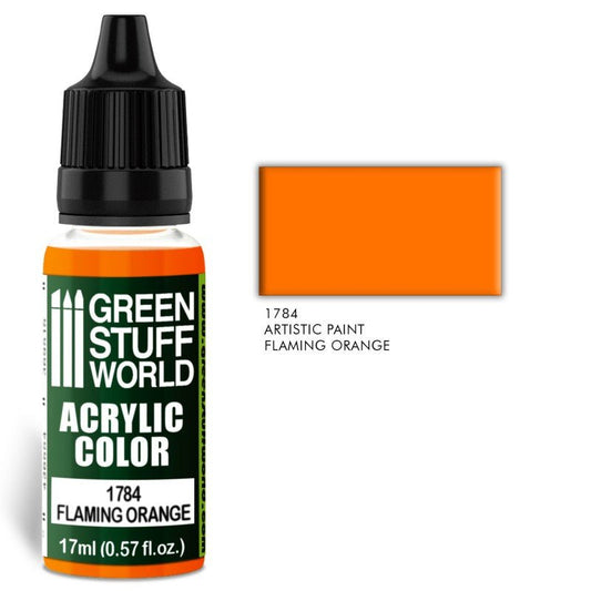 Flaming Orange - Matte Acrylic Paint - Green Stuff World - 17 mL Dropper Bottle - Gootzy Gaming