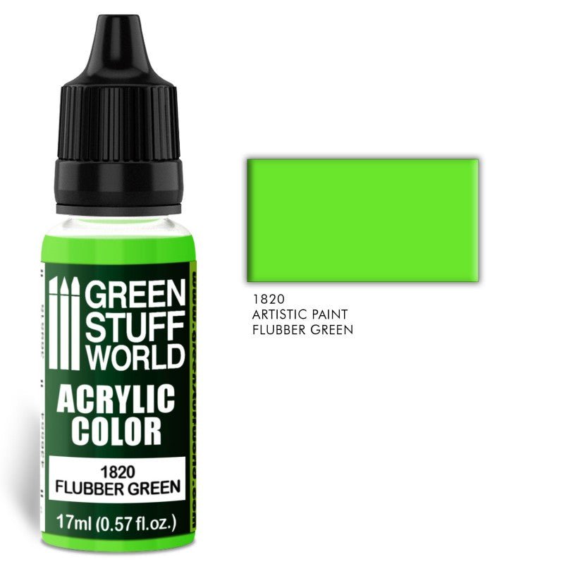 Flubber Green - Matte Acrylic Paint - Green Stuff World - 17 mL Dropper Bottle - Gootzy Gaming