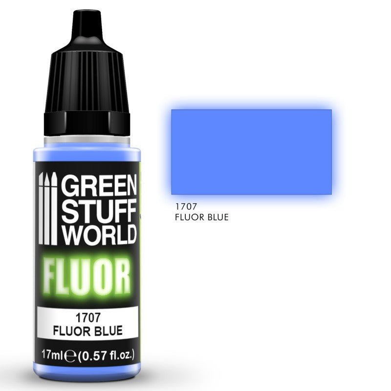 FLUOR Blue - Acrylic Fluorescent Paint - Green Stuff World - 17 mL dropper bottle - Gootzy Gaming