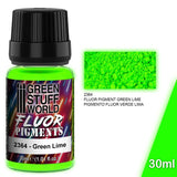 FLUOR Green Lime - Fluorescent Pigment Powder - Green Stuff World - 30 mL bottle - Gootzy Gaming