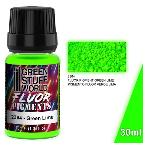 FLUOR Green Lime - Fluorescent Pigment Powder - Green Stuff World - 30 mL bottle - Gootzy Gaming