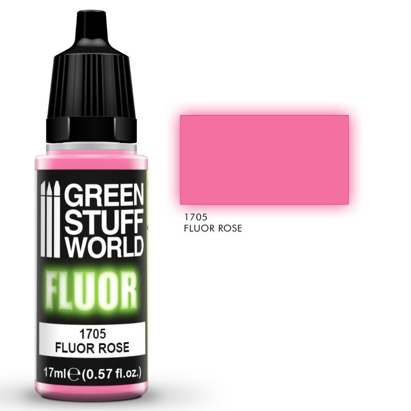 FLUOR Rose - Acrylic Fluorescent Paint - Green Stuff World - 17 mL dropper bottle - Gootzy Gaming