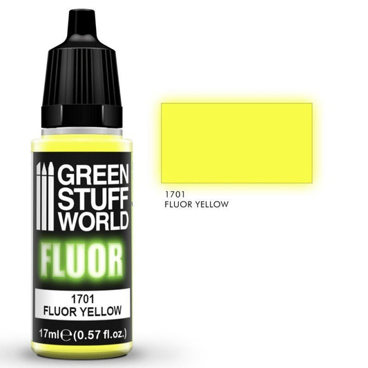 FLUOR Yellow - Acrylic Fluorescent Paint - Green Stuff World - 17 mL dropper bottle - Gootzy Gaming