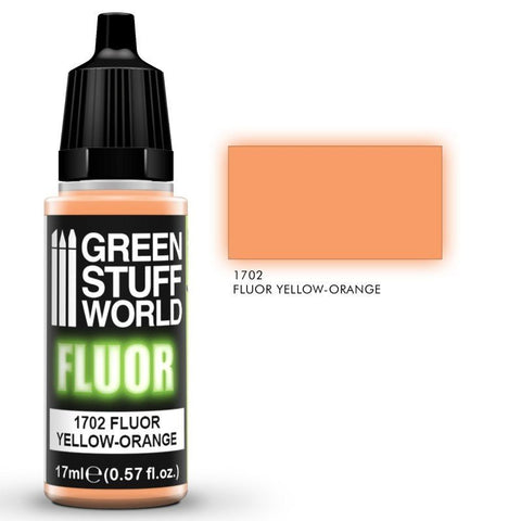 FLUOR Yellow - Orange - Acrylic Fluorescent Paint - Green Stuff World - 17 mL dropper bottle - Gootzy Gaming