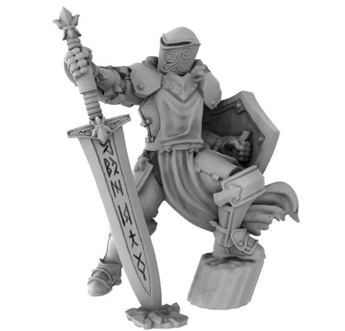 Full Armor Paladin with Magic Greatsword and Shield - Roleplaying Mini for D&D or Pathfinder - 32mm Scale High Quality 8k Resin 3D Print - Lion Tower Miniatures - Gootzy Gaming