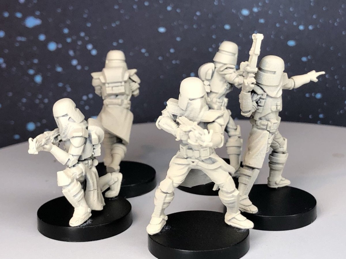 Galactic Marine Clone Trooper Squad - 5 Mini Bundle - SW Legion Compatible (38 - 40mm tall) Resin 3D Print - Dark Fire Designs - Gootzy Gaming