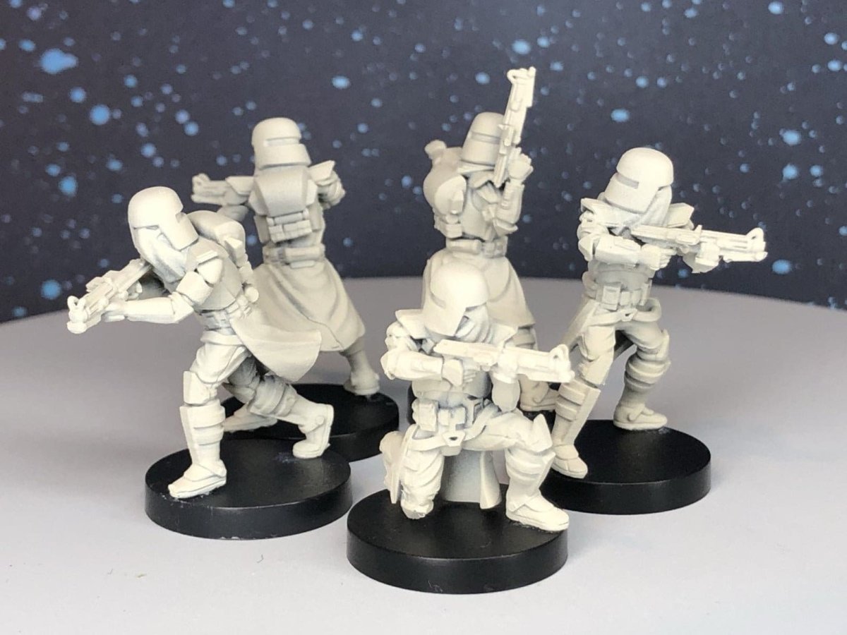 Galactic Marine Clone Trooper Squad - 5 Mini Bundle - SW Legion Compatible (38 - 40mm tall) Resin 3D Print - Dark Fire Designs - Gootzy Gaming