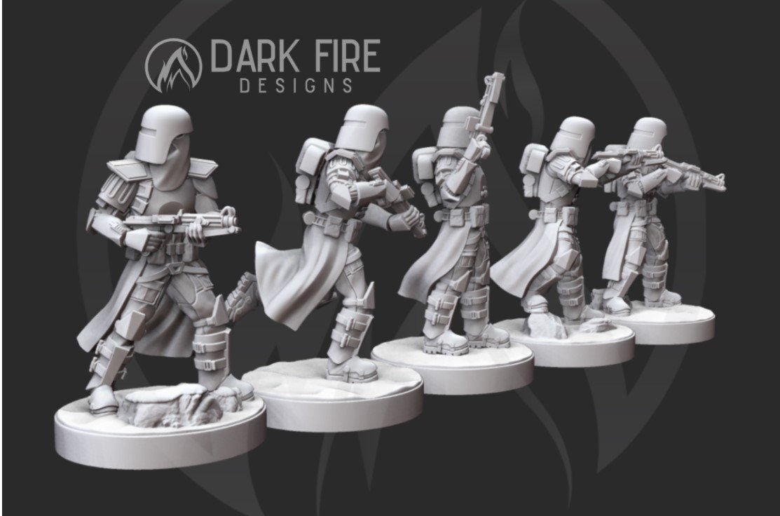 Galactic Marine Squad V2 - 5 miniature bundle - SW Legion Compatible (38 - 40mm tall) Resin 3D Print - Dark Fire Designs - Gootzy Gaming
