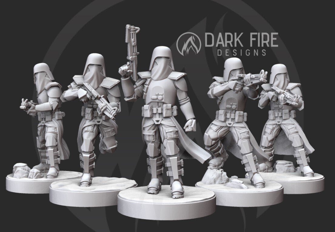 Galactic Marine Squad V2 - 5 miniature bundle - SW Legion Compatible (38 - 40mm tall) Resin 3D Print - Dark Fire Designs - Gootzy Gaming
