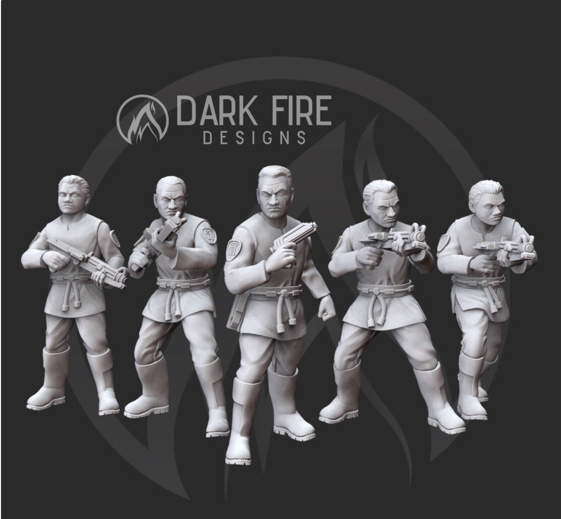 Genetic Garrison Trooper Squad - 5 miniature bundle - SW Legion Compatible (38-40mm tall) Resin 3D Print - Dark Fire Designs - Gootzy Gaming